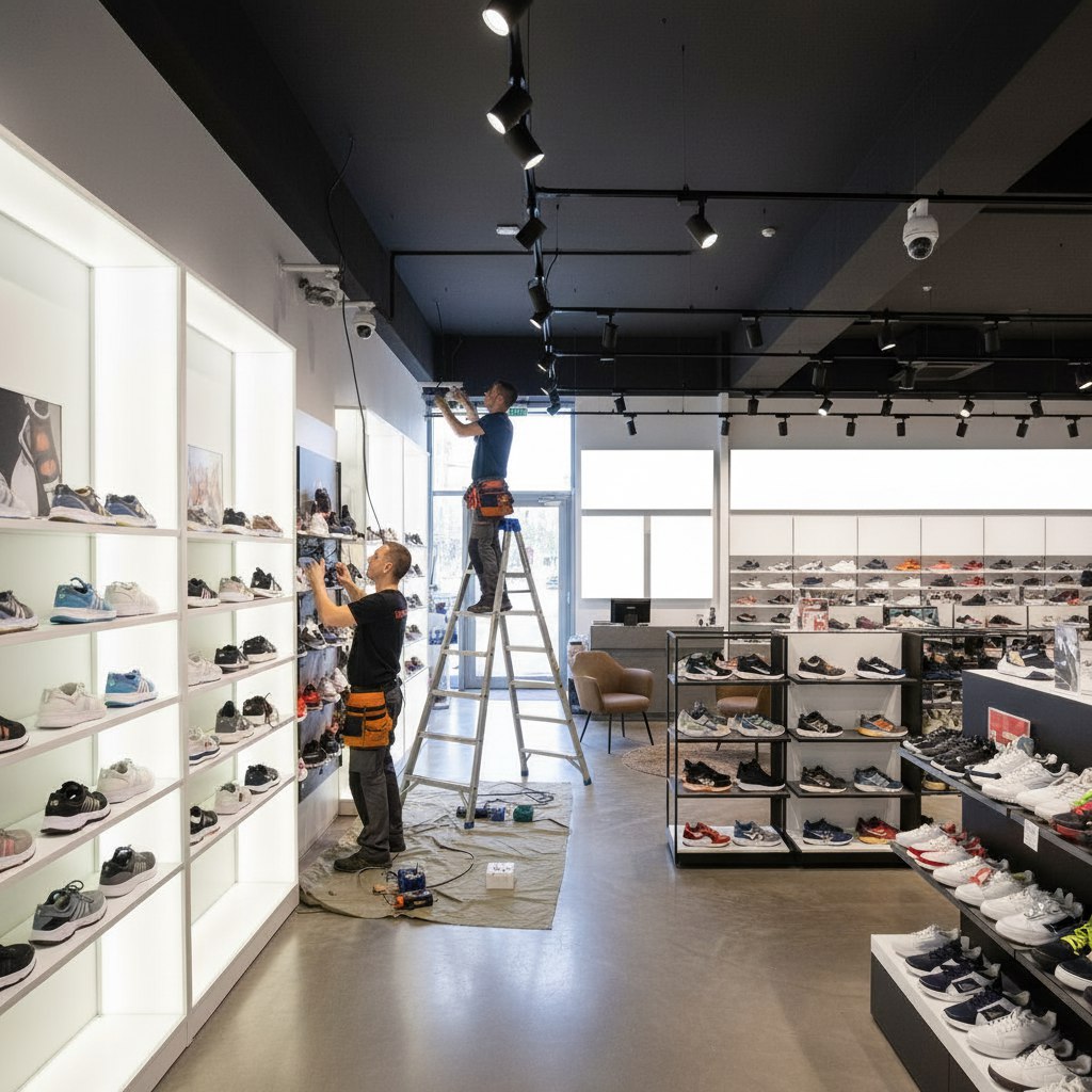 Установка видеонаблюдения в обувном магазине